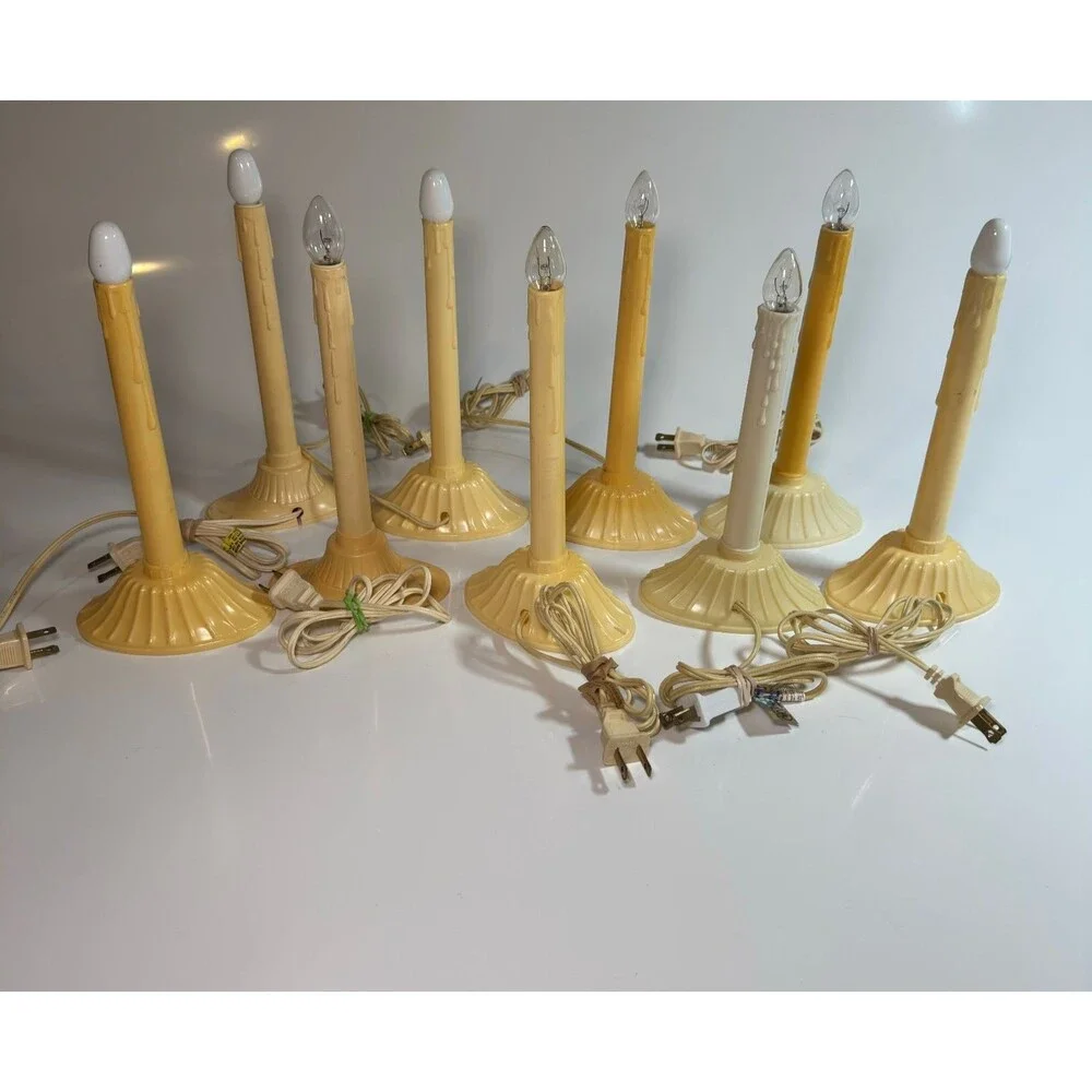 Vintage Holiday Christmas Electric Window Candles Plastic Wax Drip TESTED LOT 9